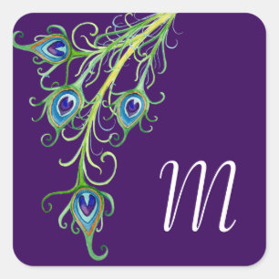 Sticker Carré Style Art Déco Nouveau Peacock Splendit