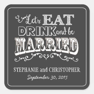 Sticker Carré Style Chalkboard Mariage personnel Favoriser Stick