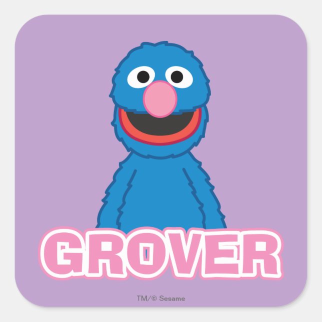 Sticker Carré Style Classique de Grover (Devant)
