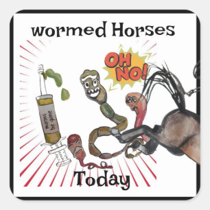 Sticker Carré style comique chevaux vénérés