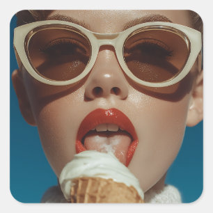 Sticker Carré Style de crème glacée estivale gras