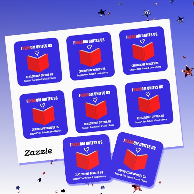 Sticker Carré Style du logo d'interdiction des livres (Créateur téléchargé)