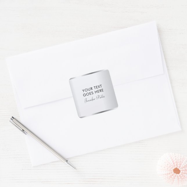 Sticker Carré Style Modèle Silver Look (Enveloppe)