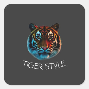 Sticker Carré Style Tigre – Graphisme Énergie Sauvage
