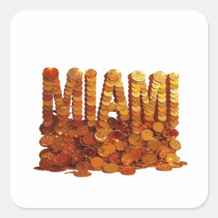 Sticker Carré Style vinyle MIAMI or Cool Gold