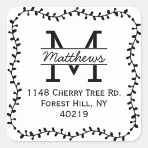 Sticker Carré Stylish Botanical Border Custom