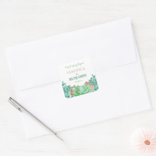 Sticker Carré Succulent Bouquet Botanique Floral Mariage Merci