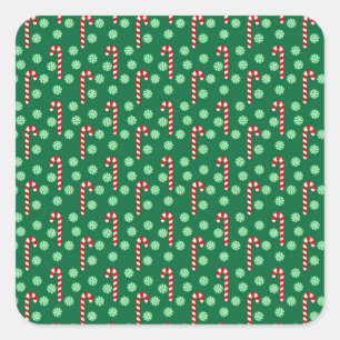 Sticker Carré Sucre de canne rouge et vert Noël