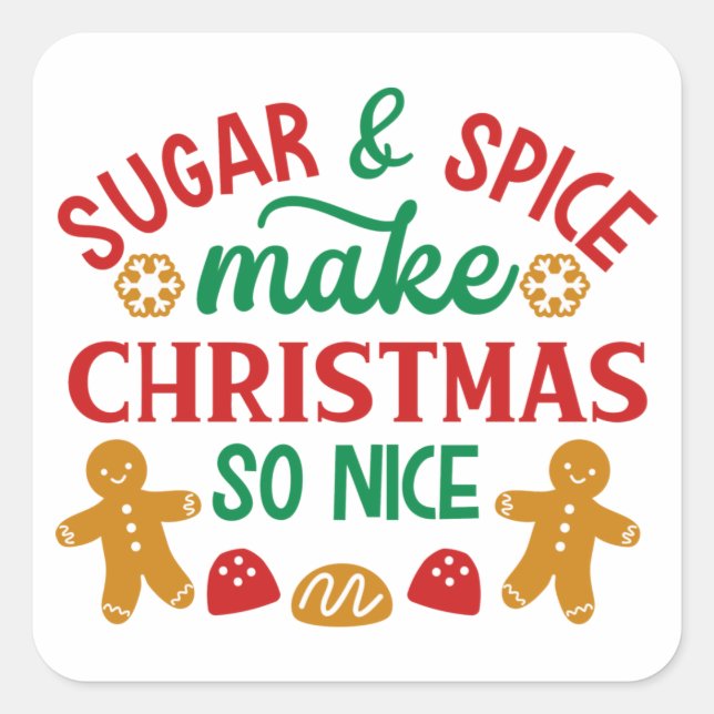 Sticker Carré Sucre et épices Faire Noël si Nice (Devant)