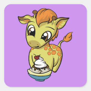 Sticker Carré Sucré ! Girafe