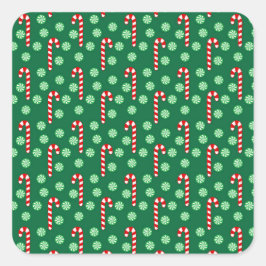Sticker Carré Sucres de canne verts rouges de Noël