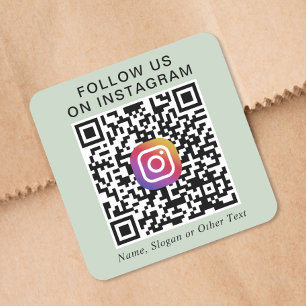 Sticker Carré Suivez-nous Code QR Instagram Sage Vert Promotionn