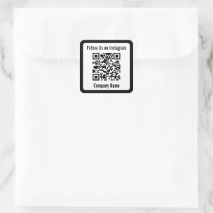Sticker Carré Suivez-nous sur Instagram Black and White QR Code