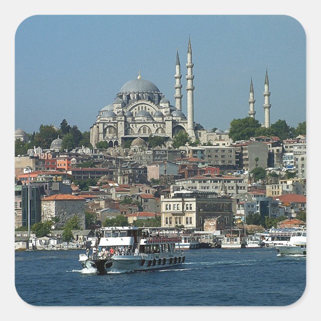 Sticker Carré Sultan Ahmed & Istanbul panorama, Turquie (Devant)