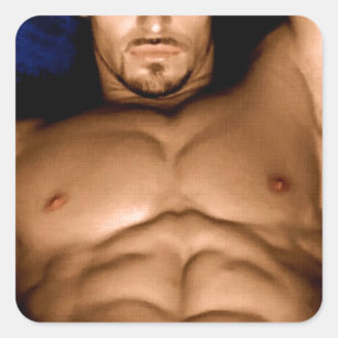 Sticker Carré Sultry Man sur lit - peinture originale