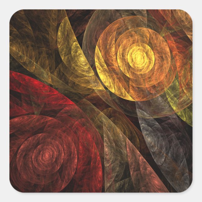 Sticker Carré Sun Flower Floral Moderne Art Motif Abstrait (Devant)