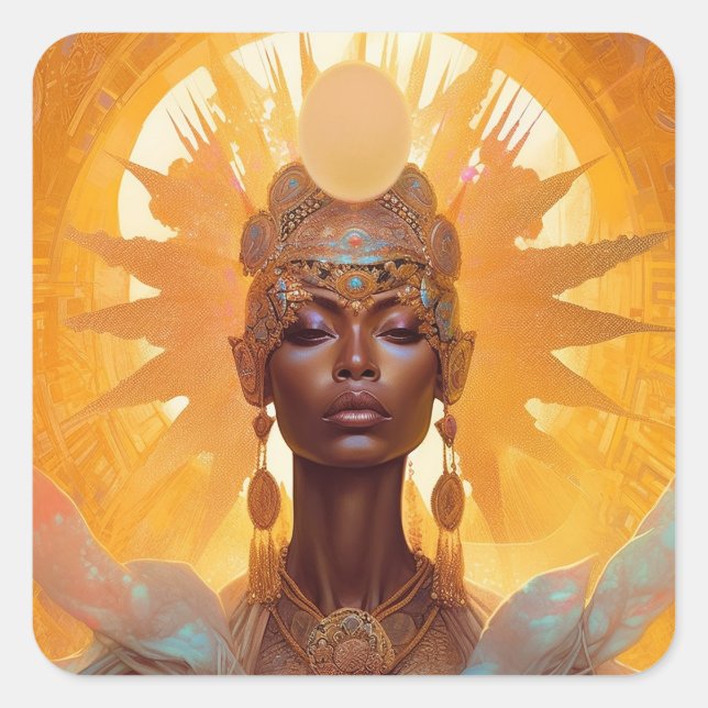 Sticker Carré Sun Goddess Imaginaire Art (Devant)