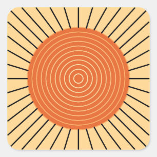 Sticker Carré Sunburst géométrique moderne - Mandarin Orange