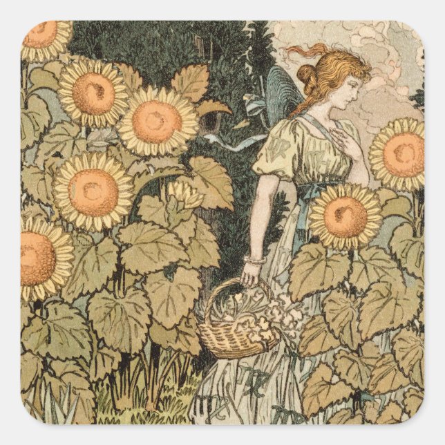 Sticker Carré Sunflower Art Nouveau Jardin Grasset Femme (Devant)