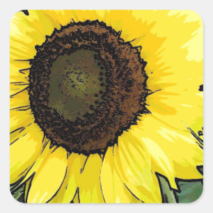 Sticker Carré Sunflower large yellow