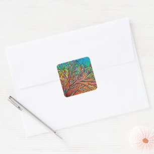 Sticker Carré Sunrise Treetop Birds II