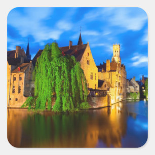 Sticker Carré Sunset à Bruges. Belgique