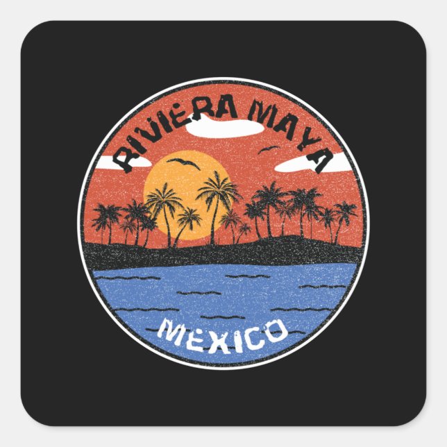 Sticker Carré Sunset On Riviera Maya Mexico (Devant)