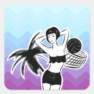 Sticker Carré Sunset Resort Chevron Print