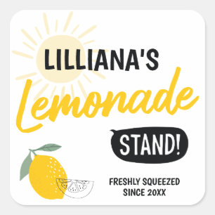 Sticker Carré Sunshine Lemonade Stand Birthday Party