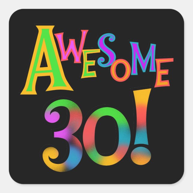 Sticker Carré Super 30 T-shirts et cadeaux d'anniversaire (Devant)