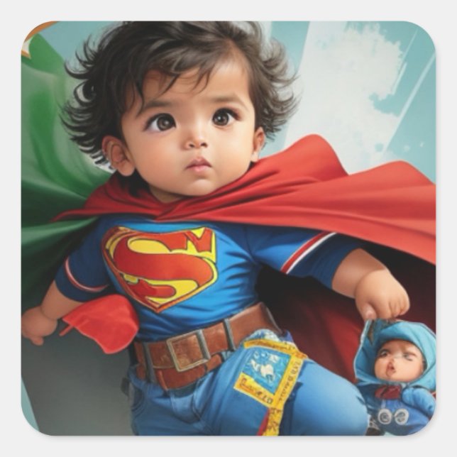 Sticker Carré Super Bébé 1 (Devant)