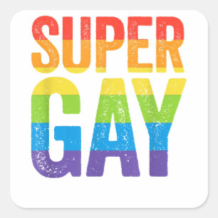Sticker Carré Super Gay T Shirt - LGBT Pride Rainbow Flag Gay Le