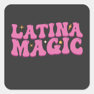 Sticker Carré Super Latina Magique mignonne rose