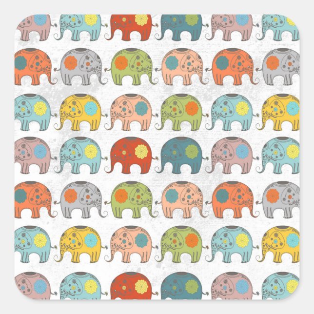 Sticker Carré Super mignon cirque tendance éléphant indien (Devant)