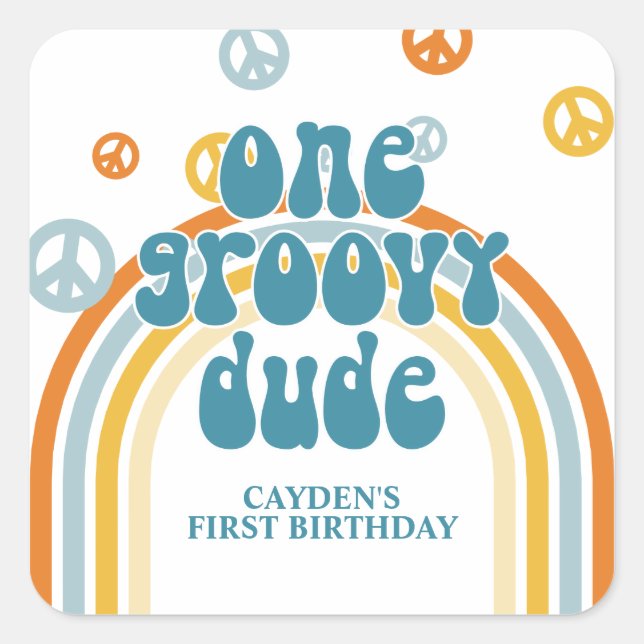 Sticker Carré Super One Retro Boy Premier anniversaire (Devant)