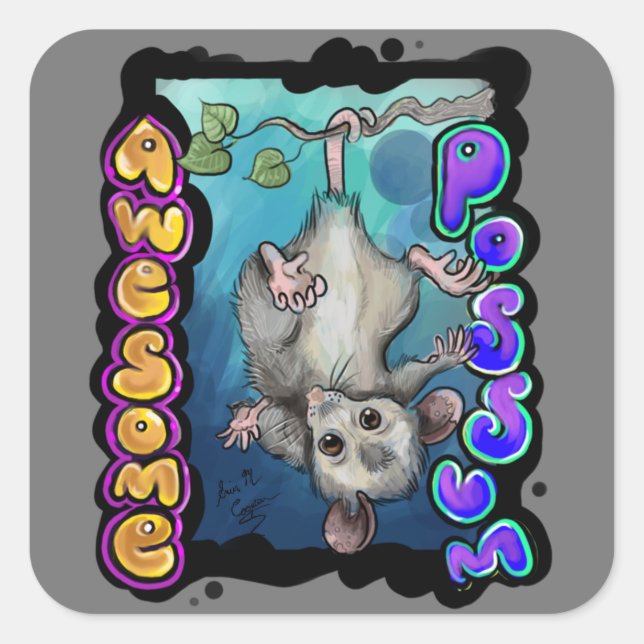 Sticker Carré Super Possum ! (Devant)