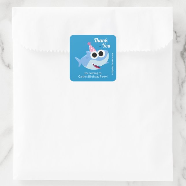 Sticker Carré Super simple | Finny Shark Confetti Anniversaire (Sac)