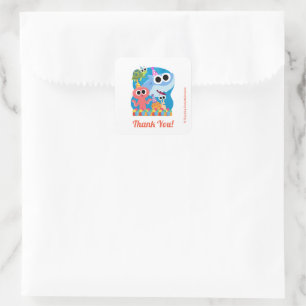 Sticker Carré Super simple Finny Shark Confetti Anniversaire