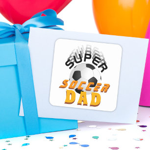 Sticker Carré Super Soccer Papa Football Ball Sports Père
