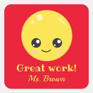 Sticker Carré Super sourire de travail