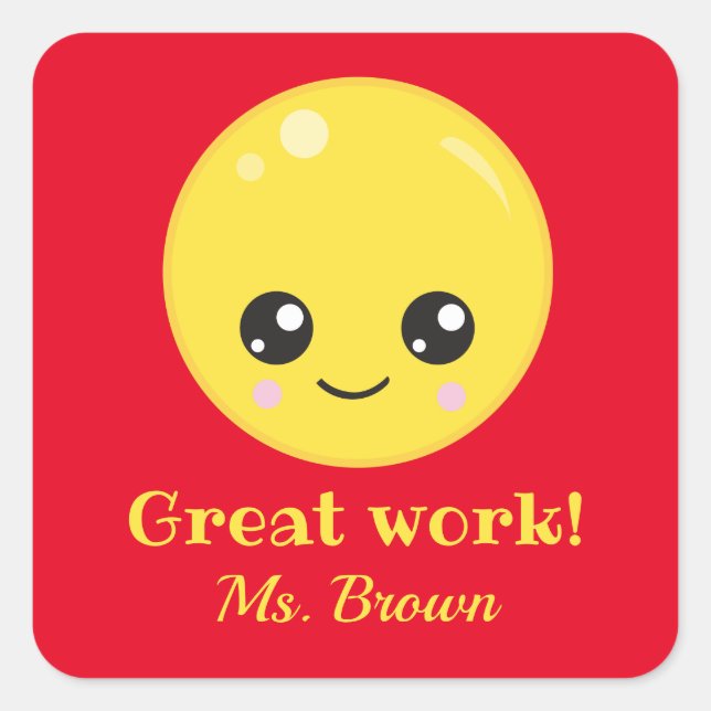 Sticker Carré Super sourire de travail (Devant)