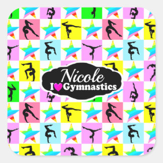 STICKER CARRÉ SUPER STAR GYMNAST DESIGN GYMNAST