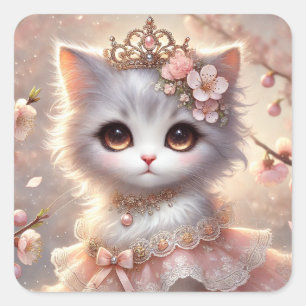 Sticker Carré Superbe princesse de fleurs roses