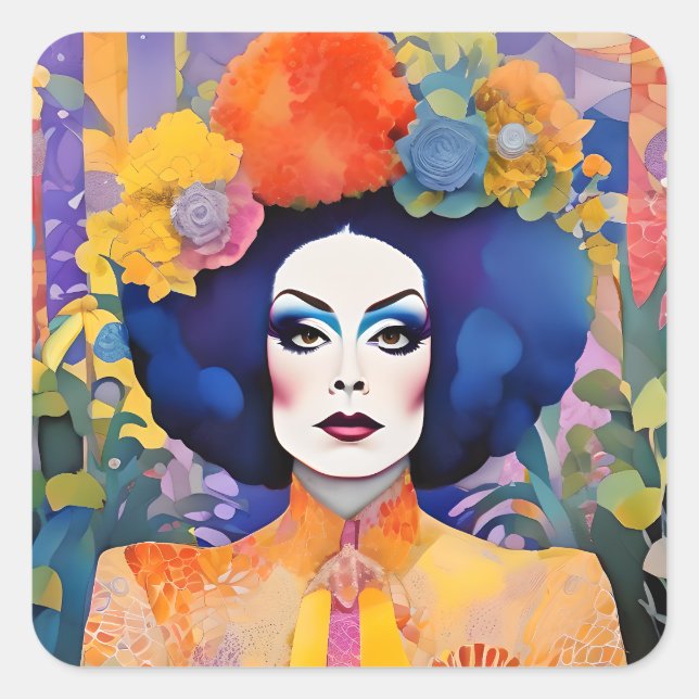 Sticker Carré Superbe reine du Drag (Devant)