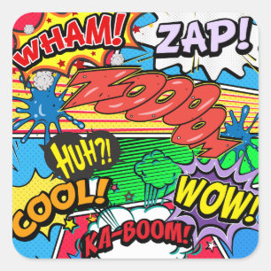 Sticker Carré Superhero de la bande dessinée