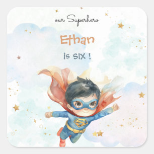 Sticker Carré Superhero superboy anniversaire de enfant