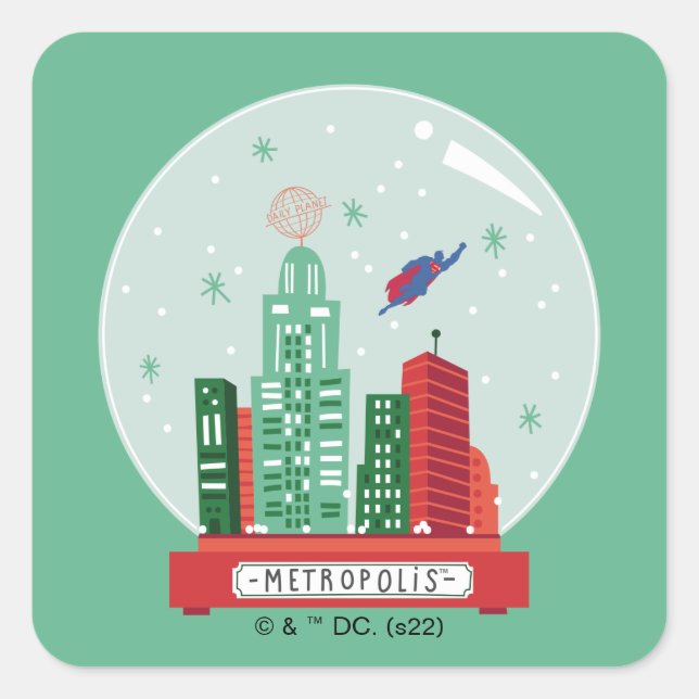 Sticker Carré Superman Metropolis Globe des neiges (Devant)