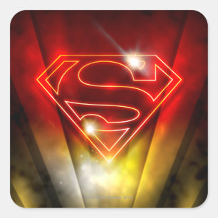 Sticker Carré Superman Stylisé   Logo de l'Outline Rouge brillan