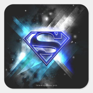 Sticker Carré Superman Stylisé   Logo en cristal bleu blanc