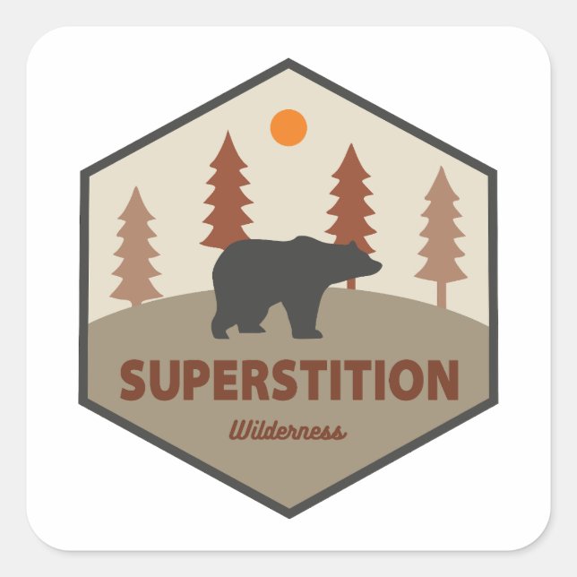 Sticker Carré Superstition Wilderness Ours Arizona (Devant)